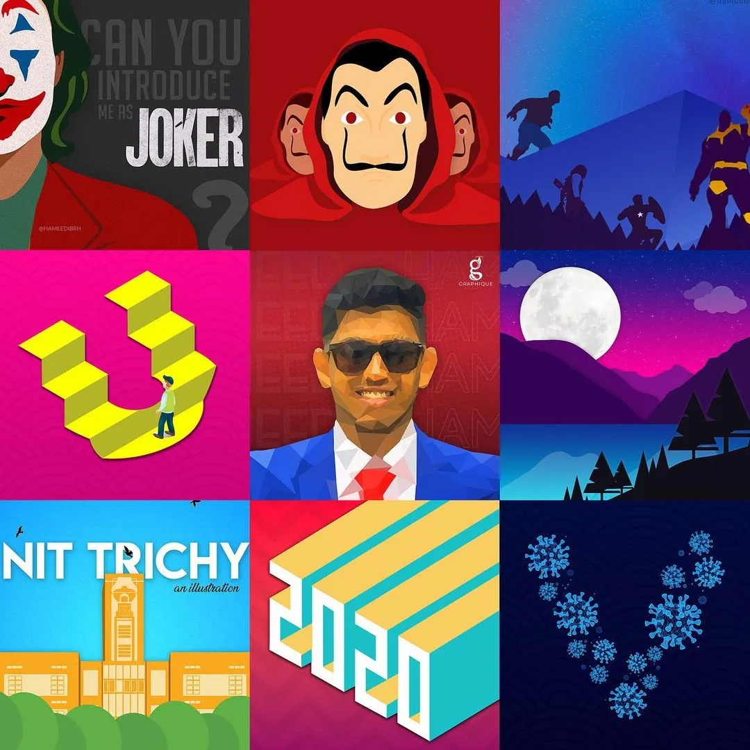 Collection of digital art illustrations by Hameed Ibrahim